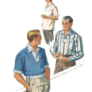 1950s Pattern, Men's Sports Shirt in Three Styles - Chest 38”(97cm)-40”(102cm)