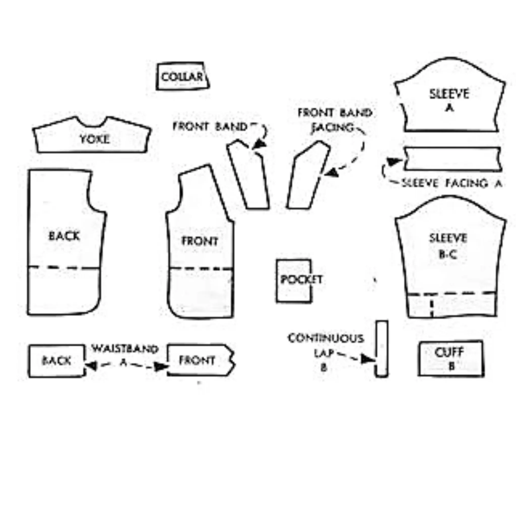 1950s Pattern, Men's Sports Shirt in Three Styles - Chest 38”(97cm)-40”(102cm)