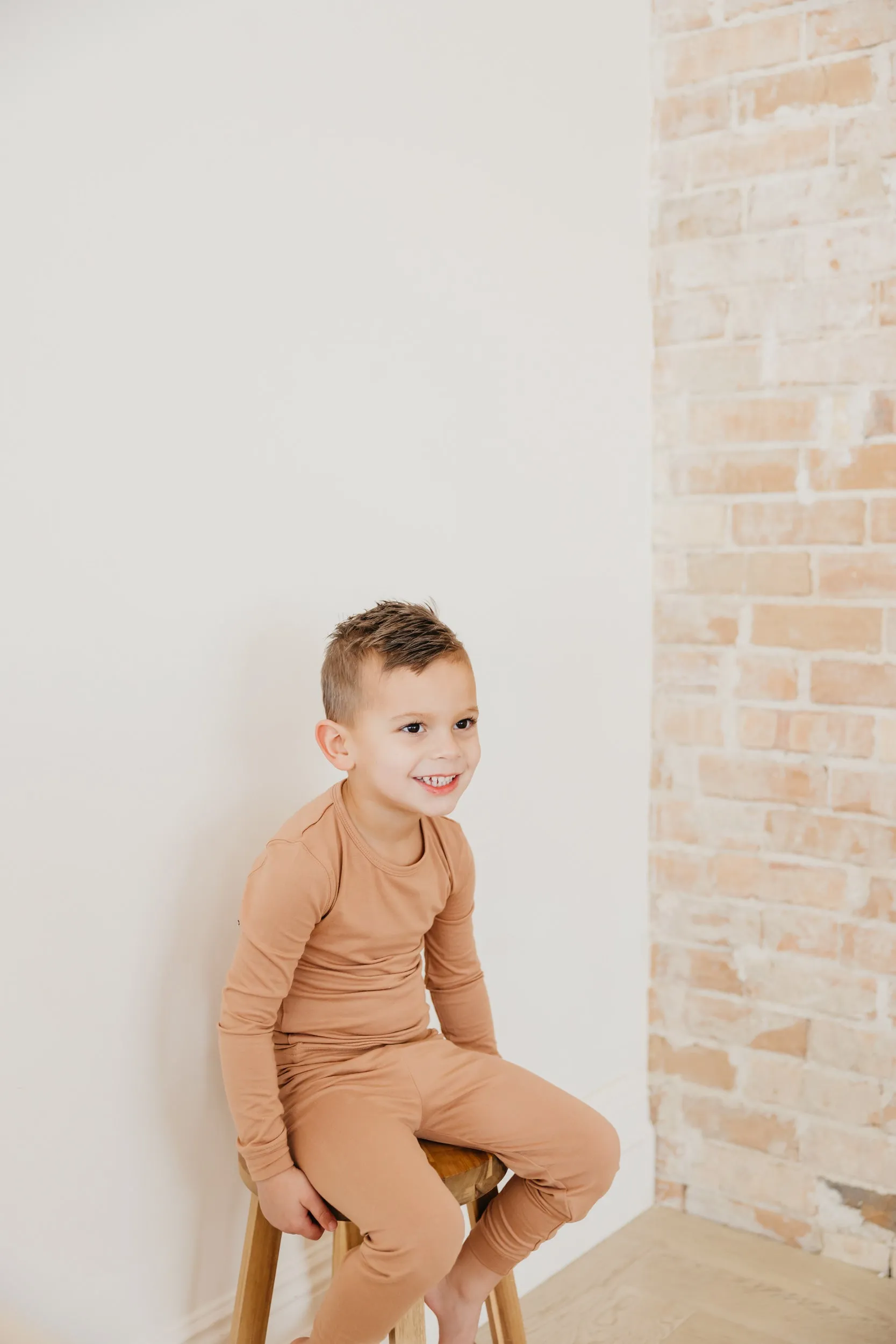 2pc Long Sleeve Pajama Set - Pecan