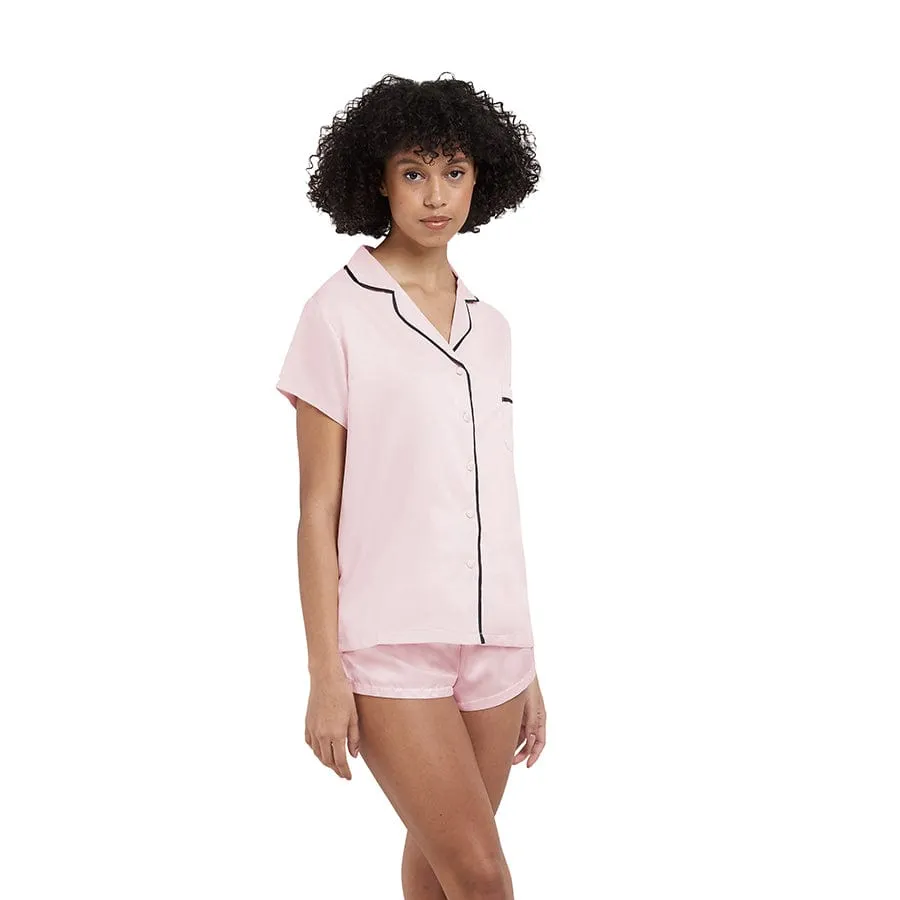 Abigail Shirt & Short PJ Set- Pink
