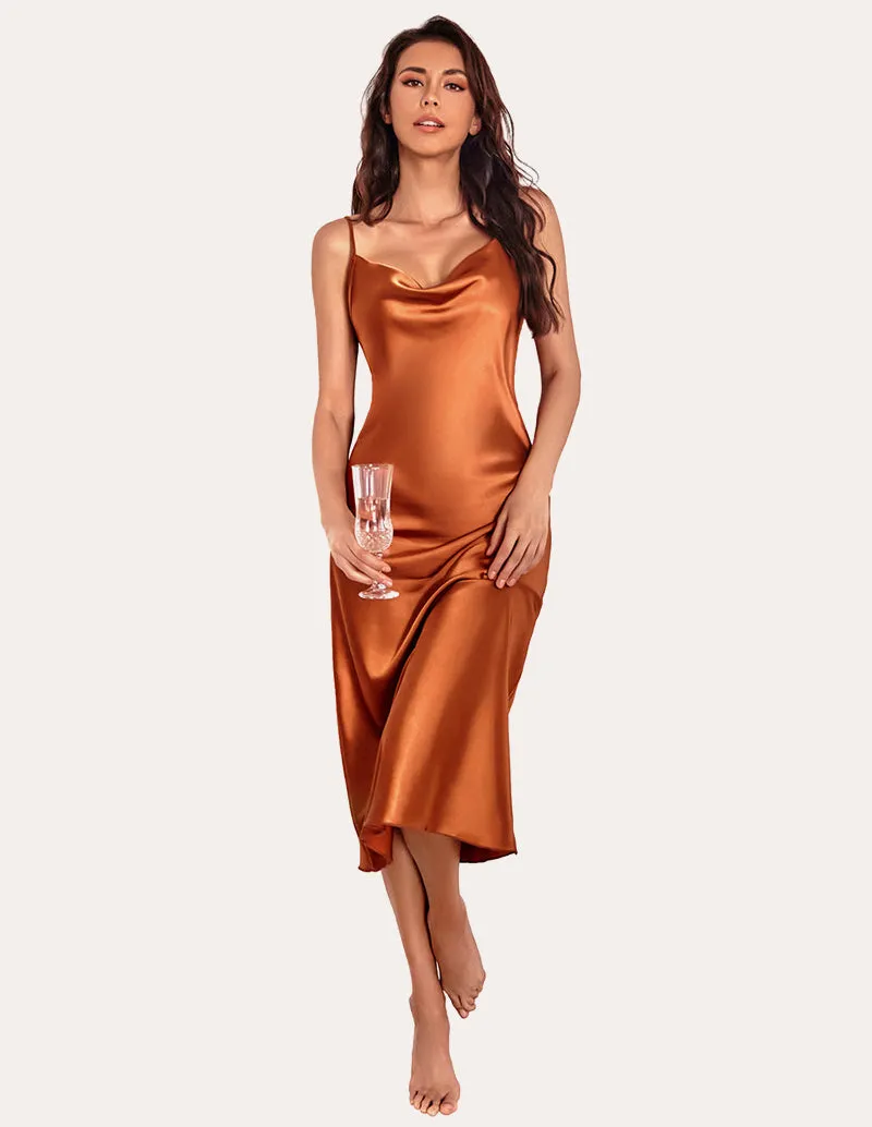 Alina | Spaghetti Strap Long Satin Nightgown