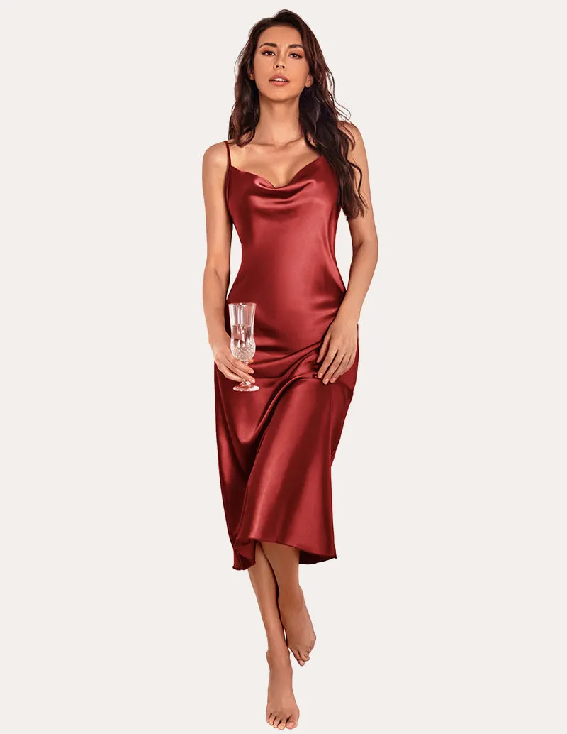 Alina | Spaghetti Strap Long Satin Nightgown
