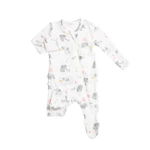 Angel Dear Pink Elephants Ruffle Front Zipper Footie