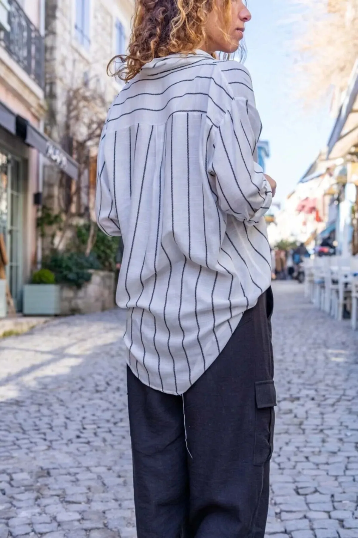 Black and White Striped Loose Long Sleeved Vintage Woman Blouse,Women Top,Casual Top,Designer Women Top,Cotton clothing,Boho Blouse