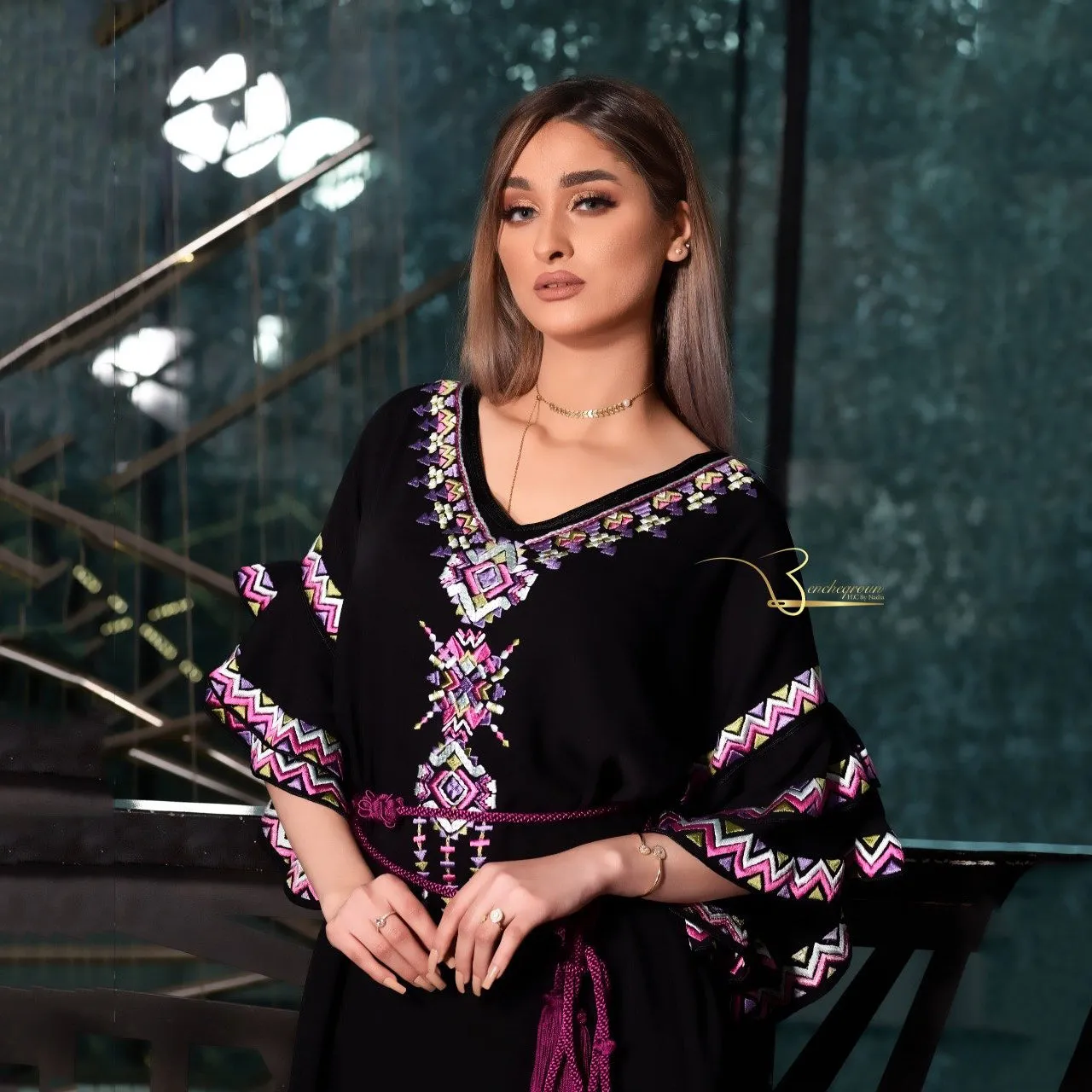 Black Embroidered Kaftan