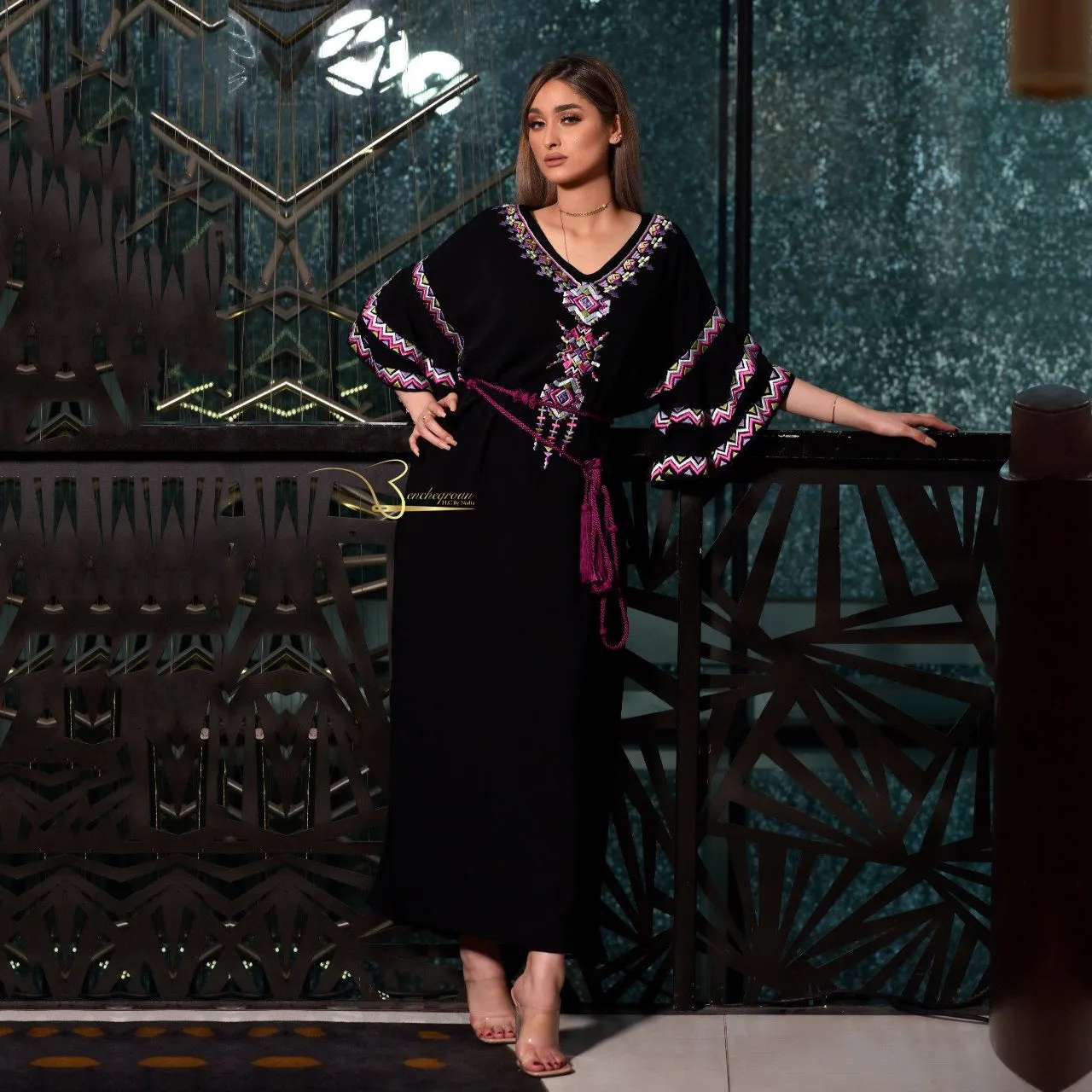 Black Embroidered Kaftan