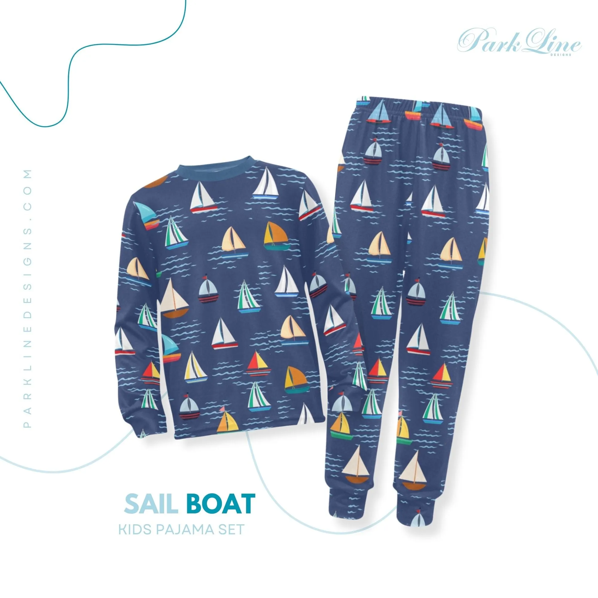Blue Camo Boys' Pajama Set |  | Crew Neck Long Pajama Set | Soft Long Sleeve Sleepwear for Lounging and Relaxing