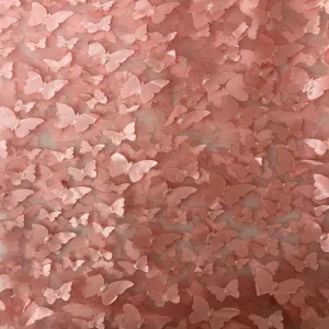 Blush Pink 3D Butterfly Embroidered Satin Lace Fabric