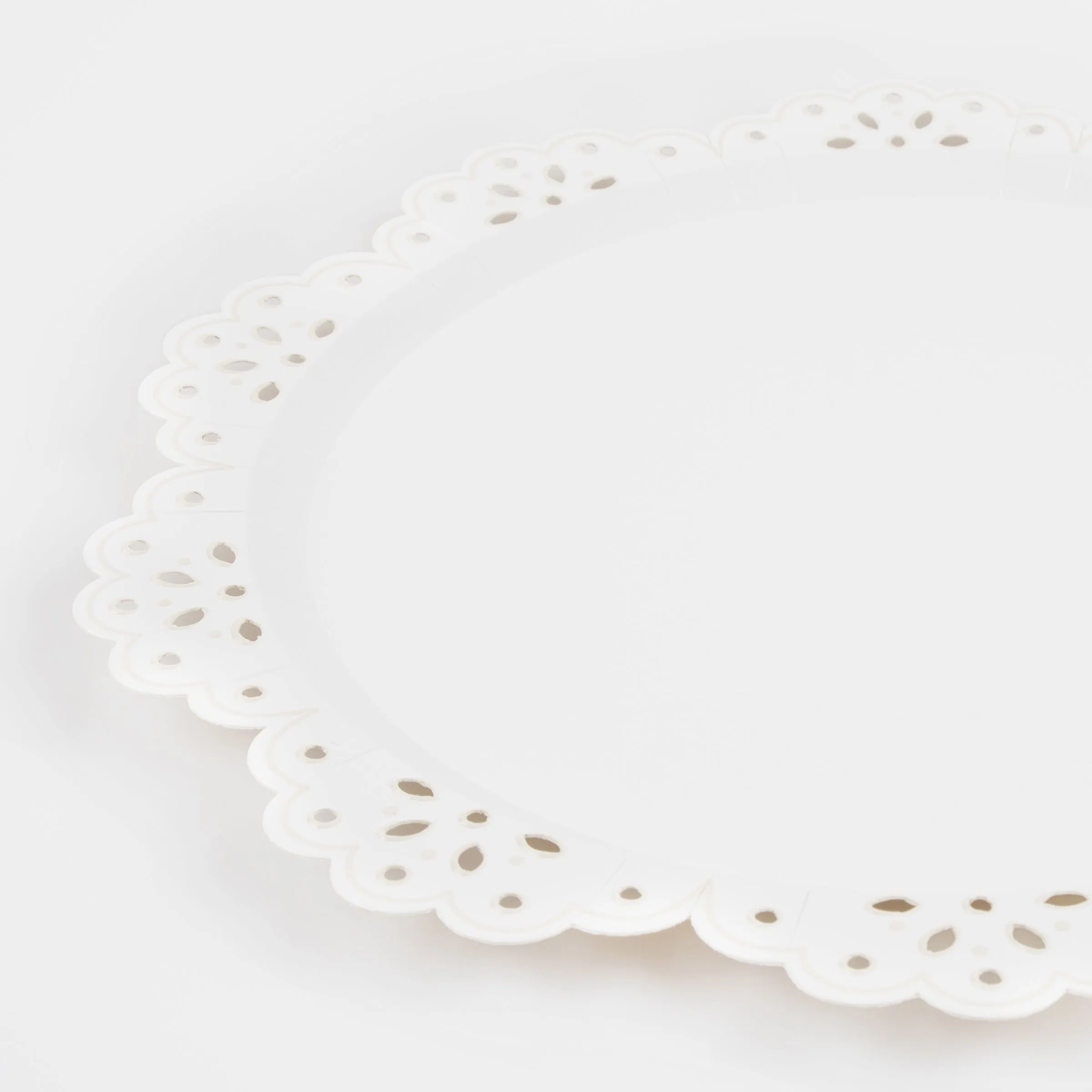 Broderie Anglaise Lace White Dinner Plates (x 8)