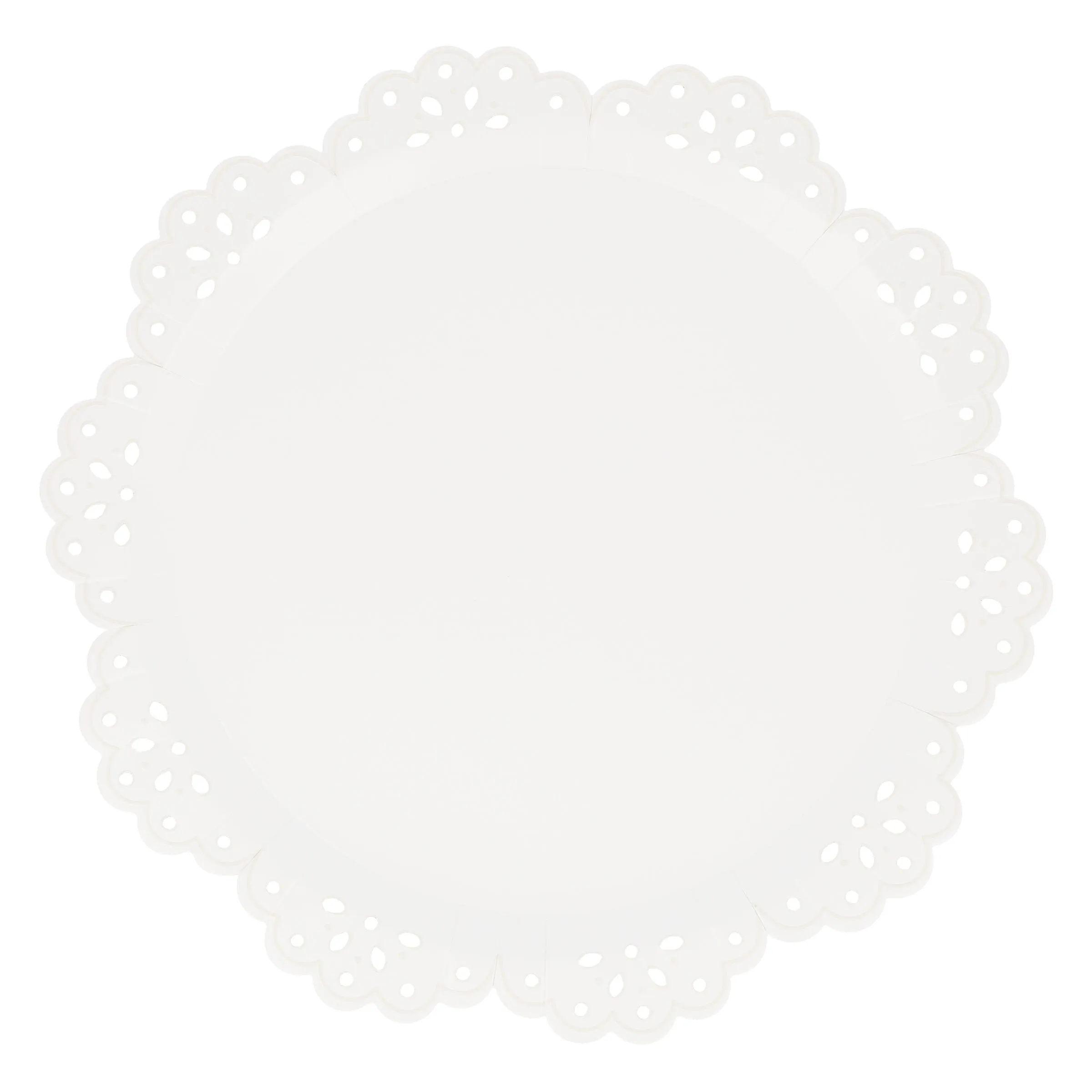 Broderie Anglaise Lace White Dinner Plates (x 8)