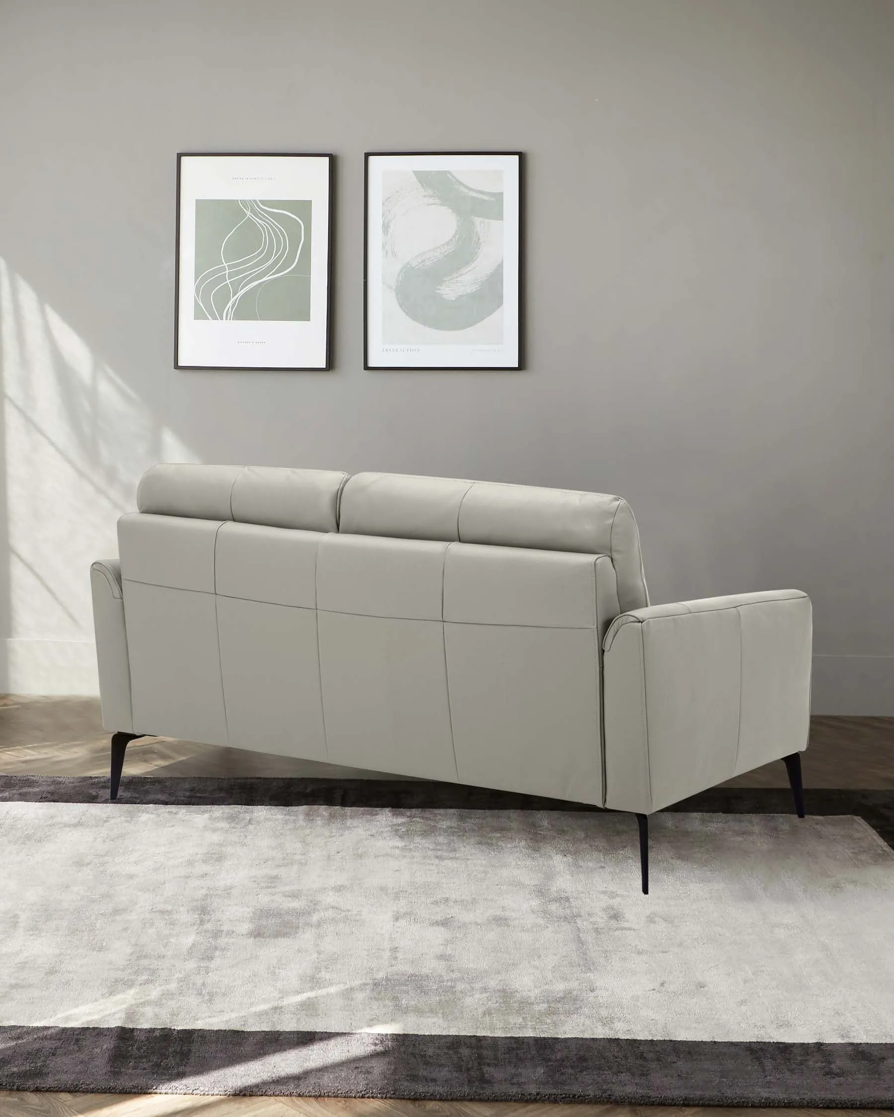 Brooks Light Grey Leather 2 Seater Sofa