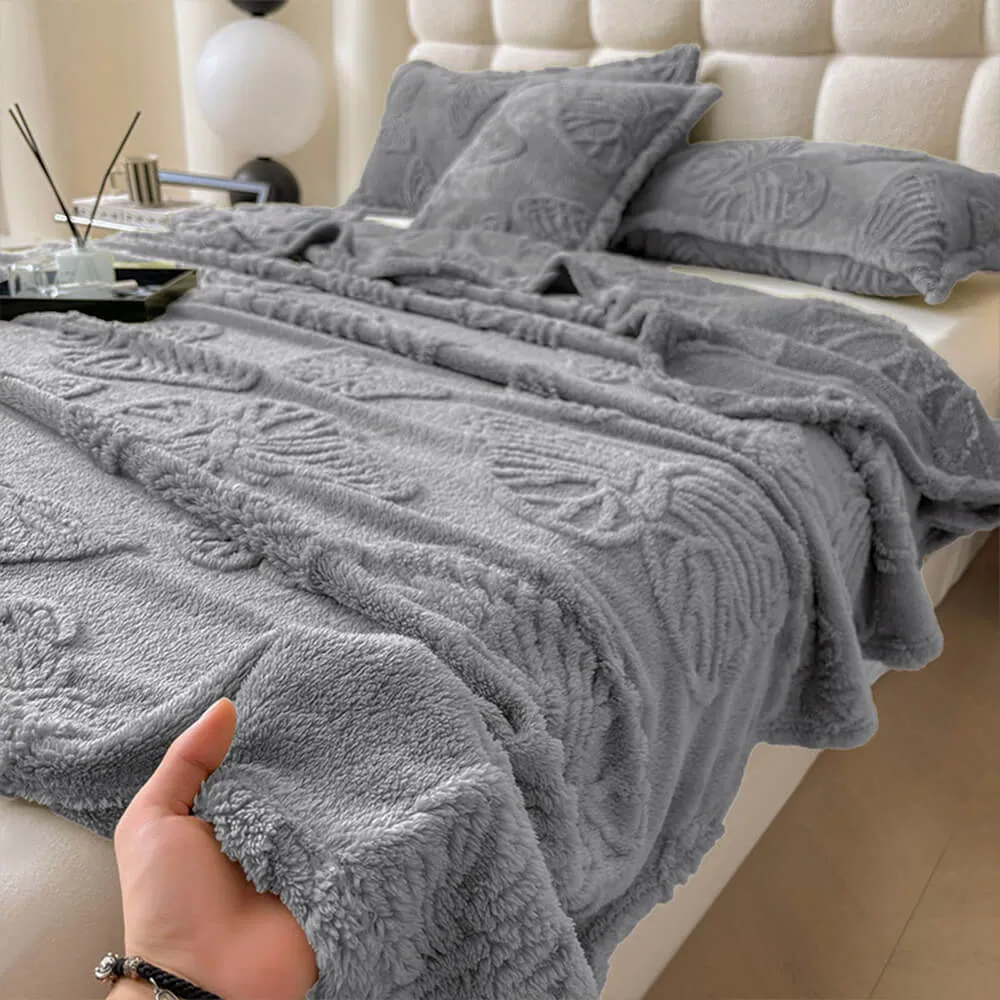 Butterfly Floral Embossed Flannel Cozy Comfort Blanket