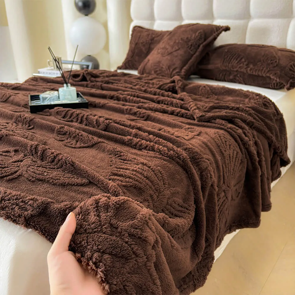 Butterfly Floral Embossed Flannel Cozy Comfort Blanket