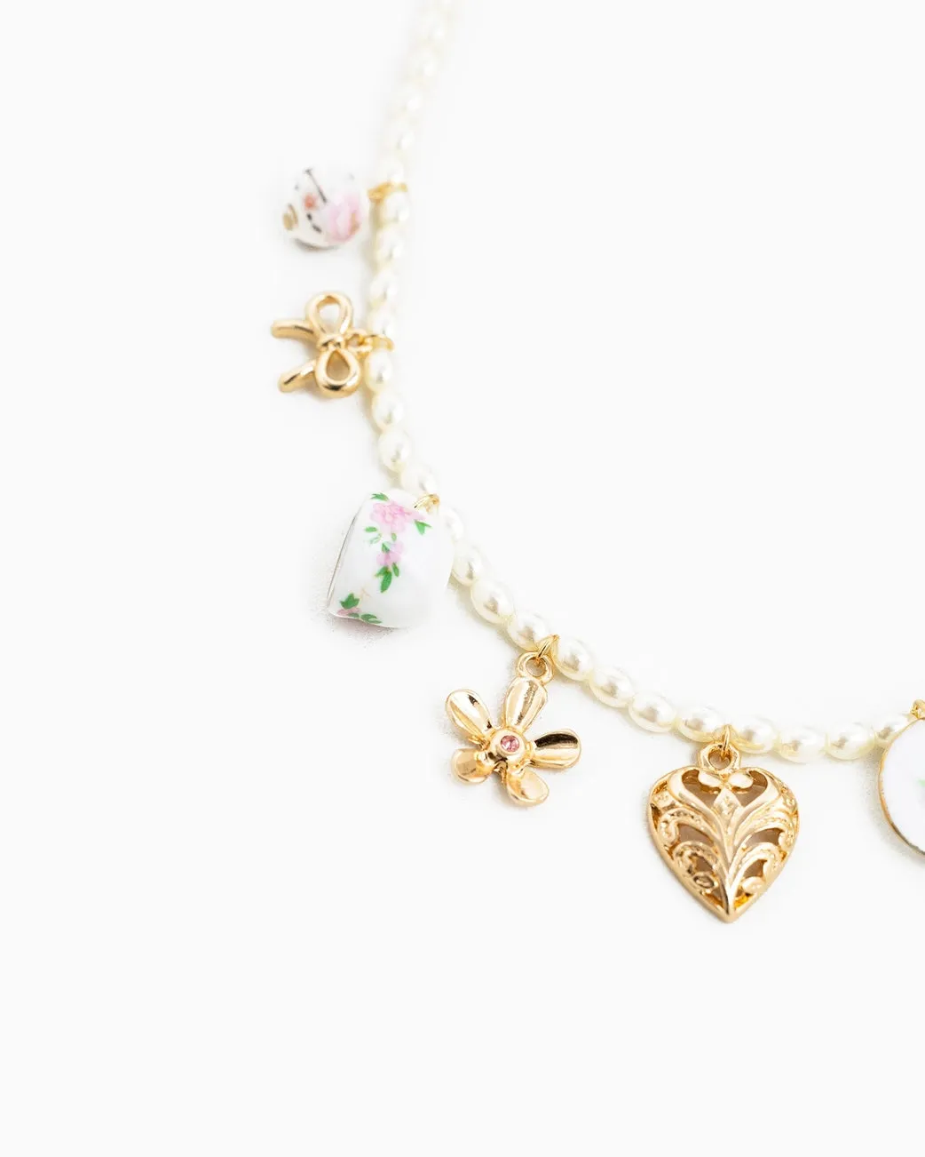 Ceramic and Pearl Charm Necklace