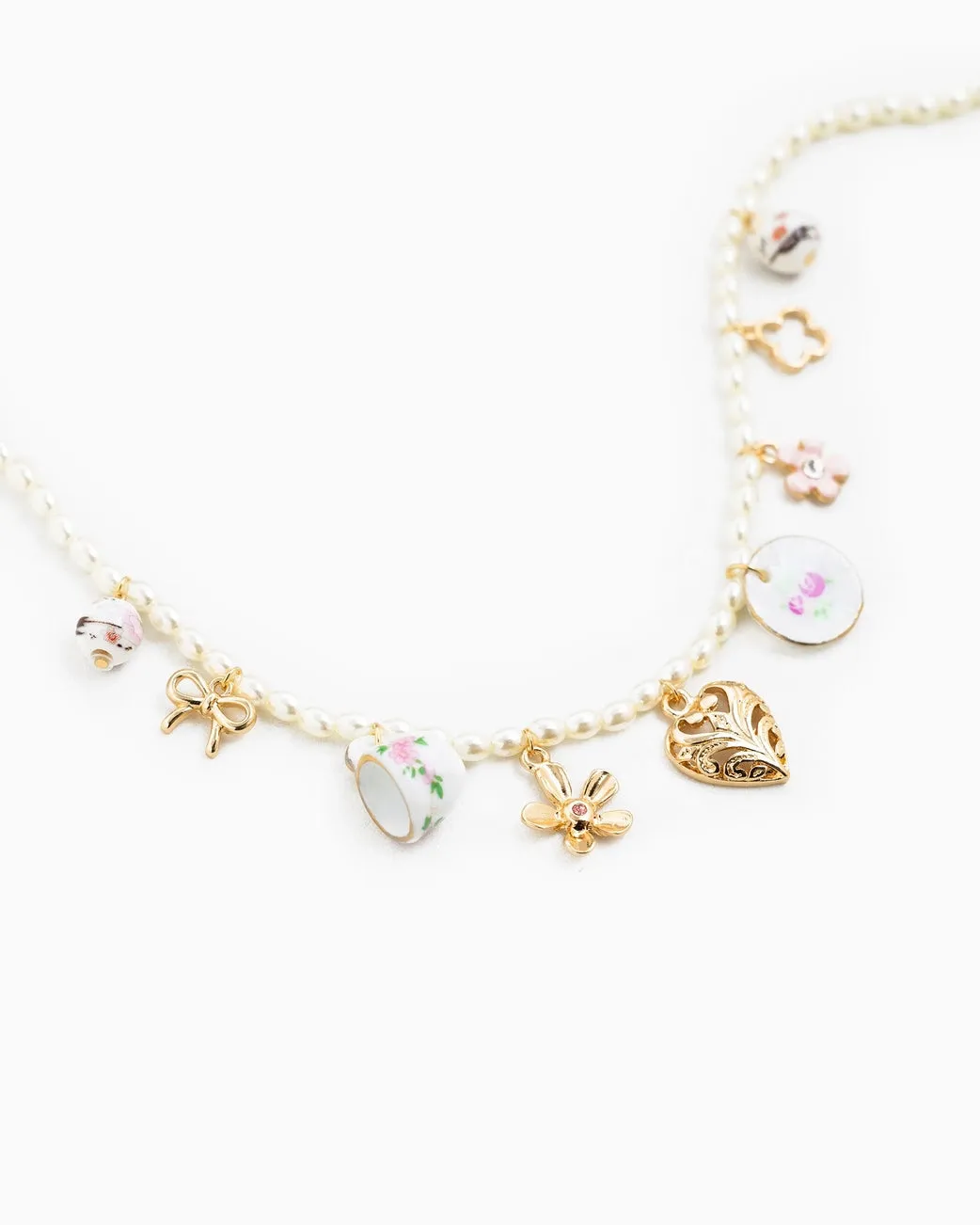 Ceramic and Pearl Charm Necklace