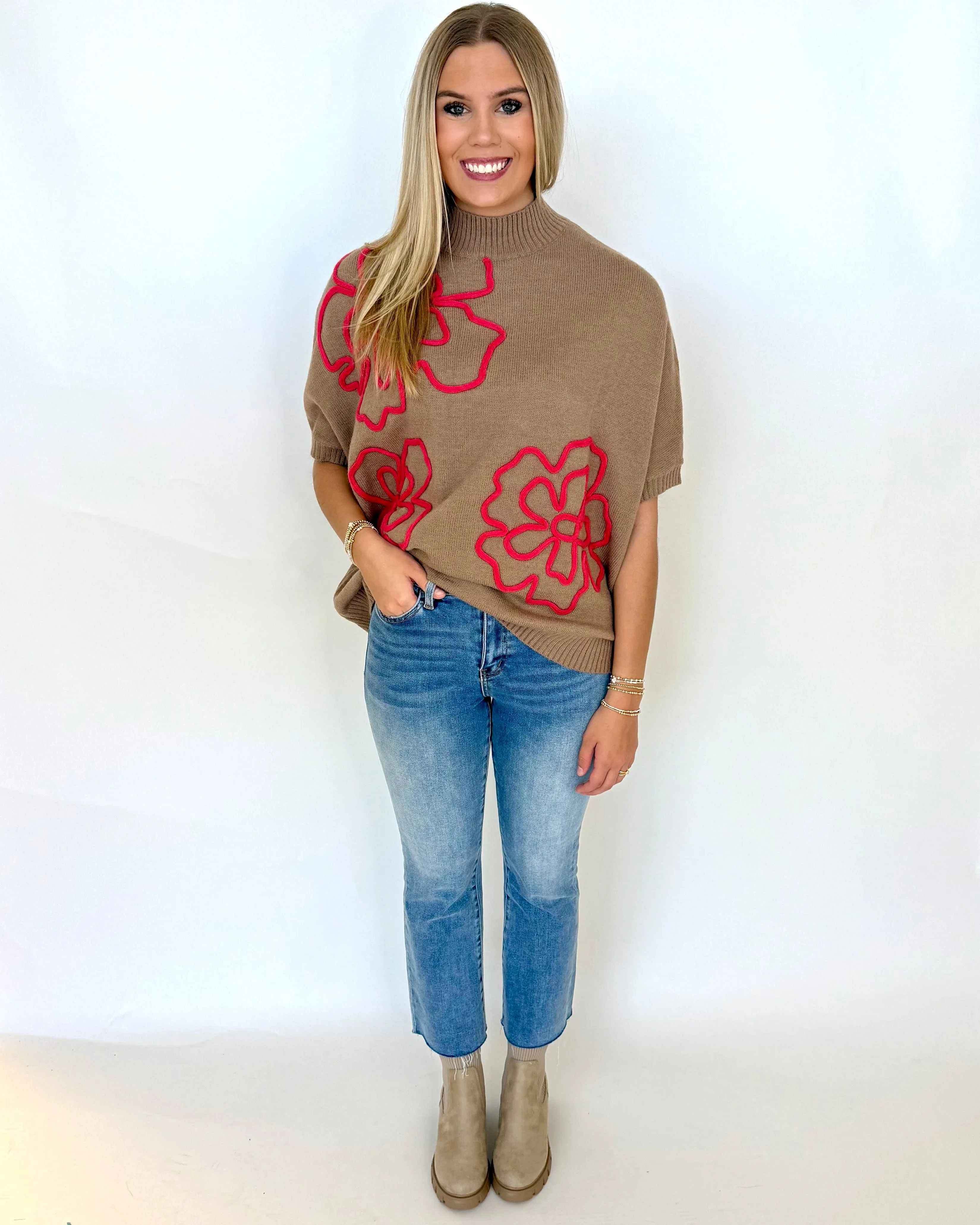 Charmed Life Mocha Flower Top
