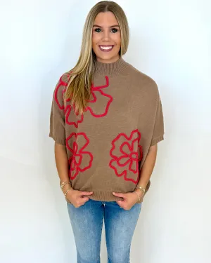 Charmed Life Mocha Flower Top