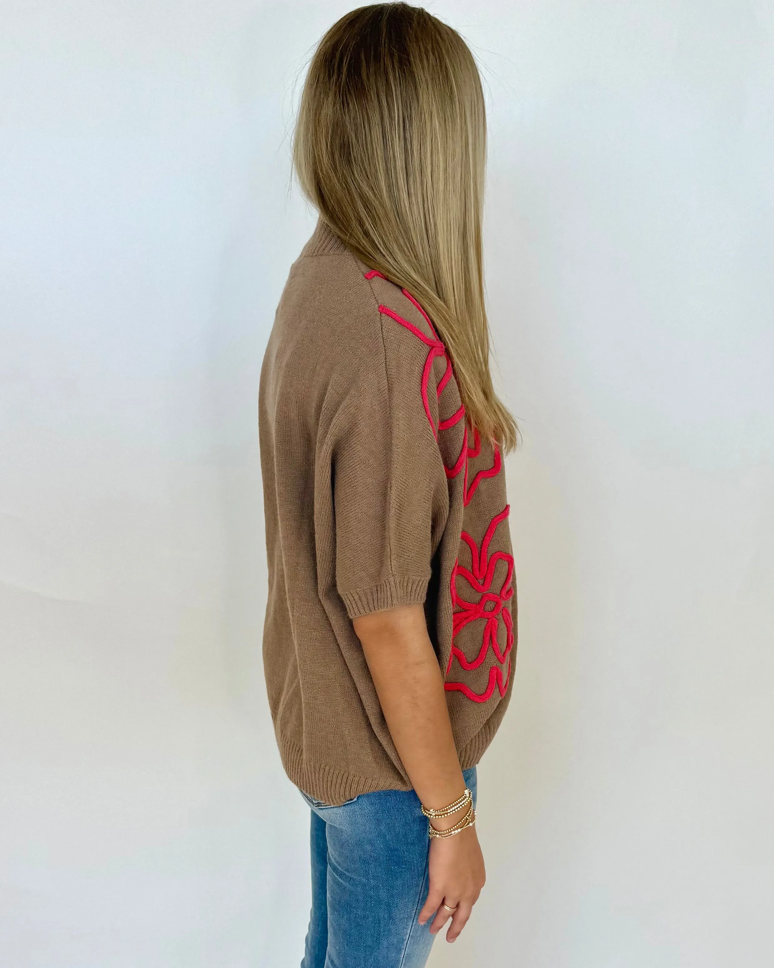 Charmed Life Mocha Flower Top