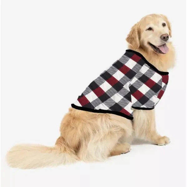 Christmas Cartoon Face and Text Prints Red & Black & Grey & White Plaid Family Matching Pajamas