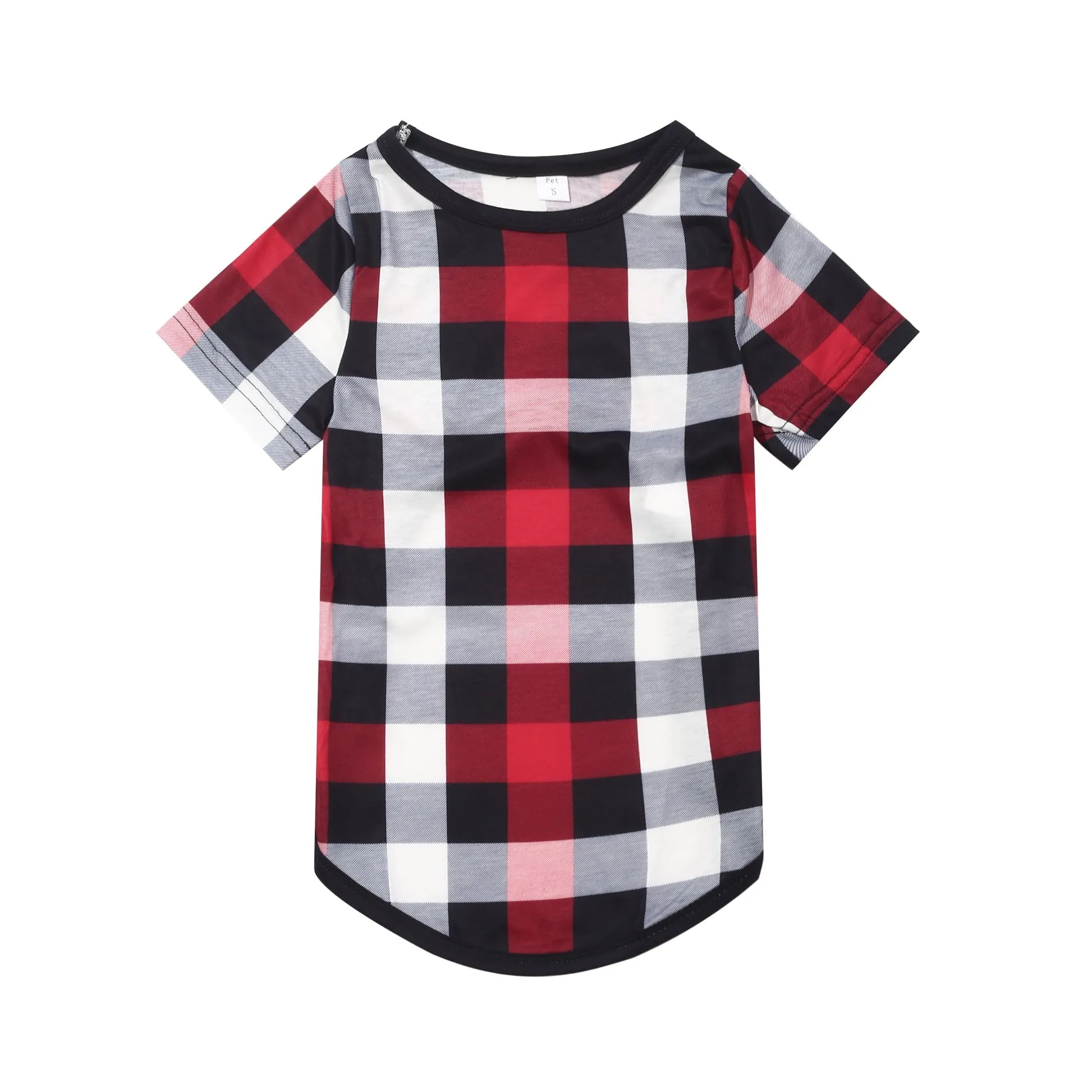 Christmas Cartoon Face and Text Prints Red & Black & Grey & White Plaid Family Matching Pajamas