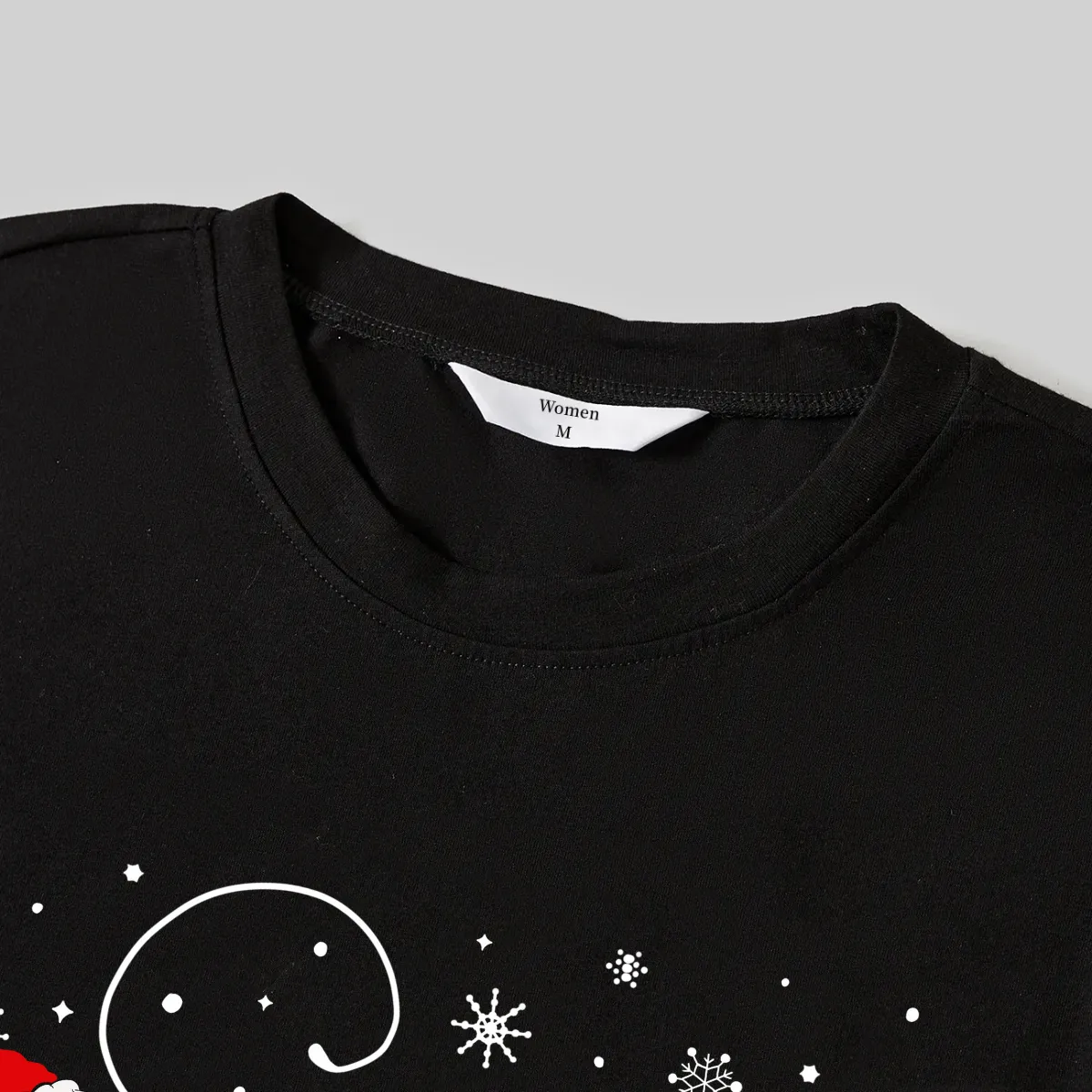 Christmas "Believe" Text and Tree Print Black Long Sleeve Top with Green and Black Plaid Family Matching Pajamas