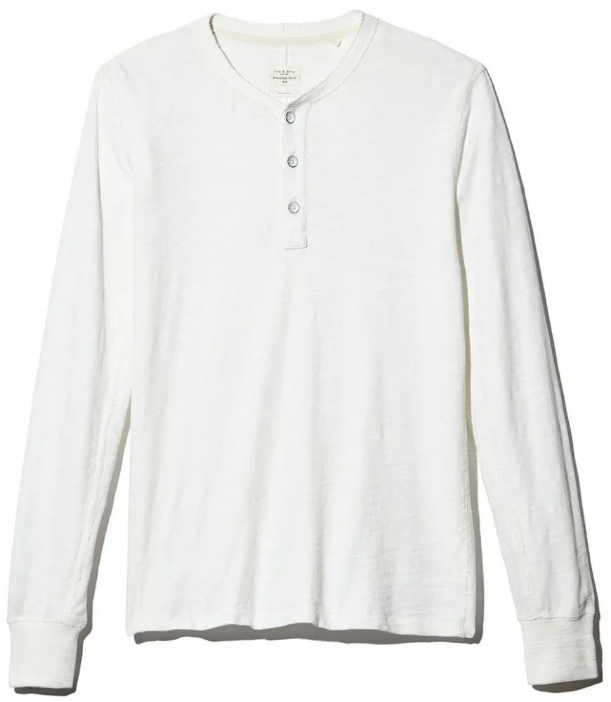 CLASSIC HENLEY SLIM FIT SHIRT IN WHITE