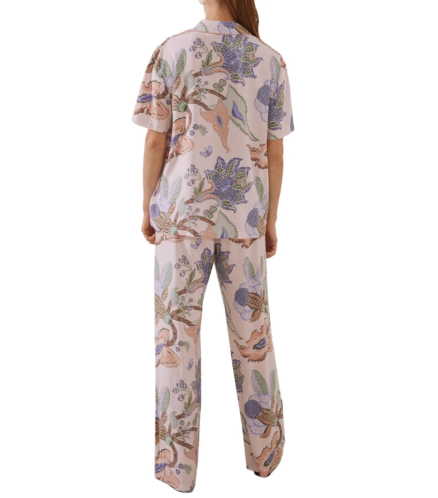 Classic Long Printed Pajamas Set Pink