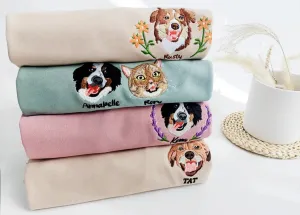 Custom Dog Face Embroidered Sweatshirt,Cat Sweatshirt,Dog Lovers Sweatshirt,Personalized Gift For Mom