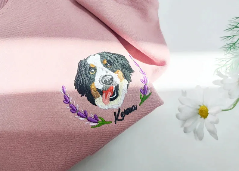 Custom Dog Face Embroidered Sweatshirt,Cat Sweatshirt,Dog Lovers Sweatshirt,Personalized Gift For Mom