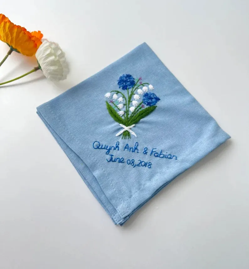 Custom Flower Bouquet Embroidered Handkerchiefs