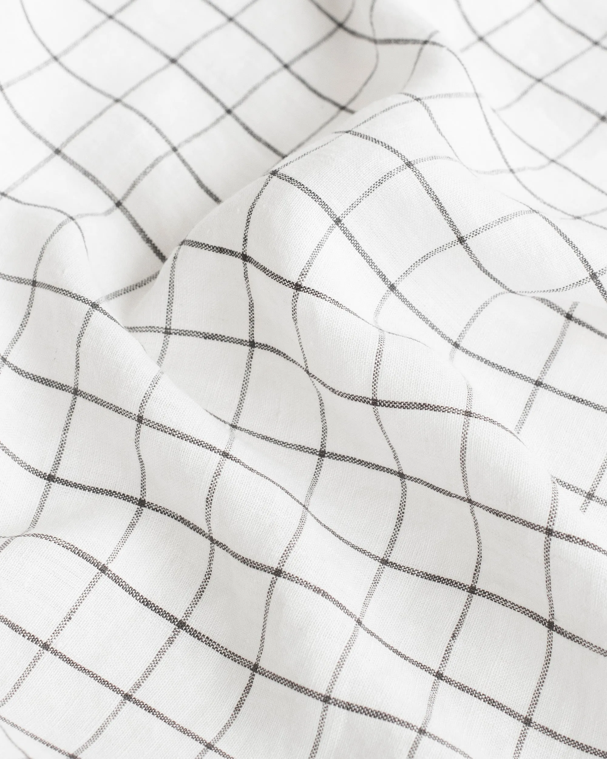 Custom size (inch) linen duvet cover in Charcoal grid