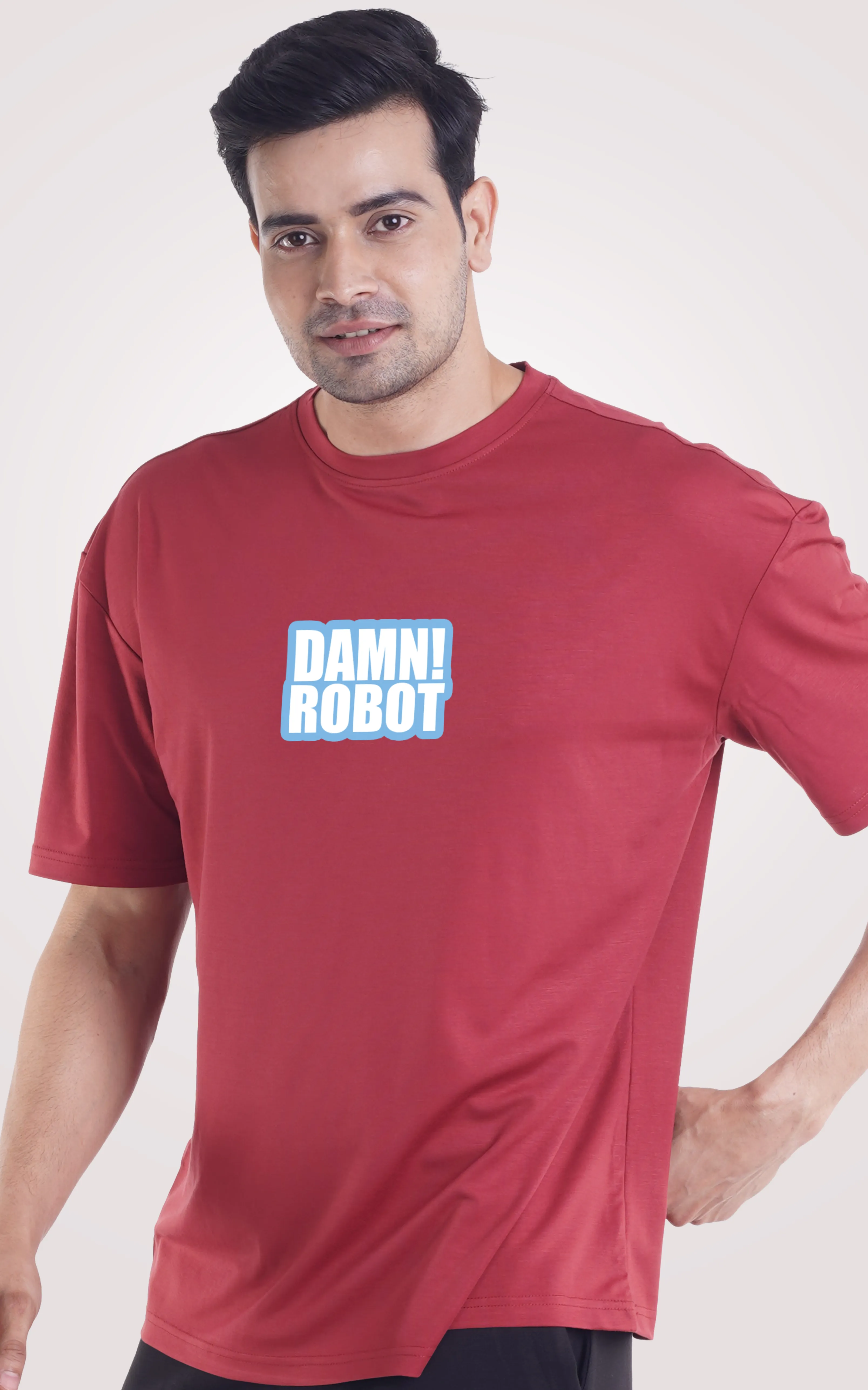 Damn Robot Anime Printed Over Size T-Shirt
