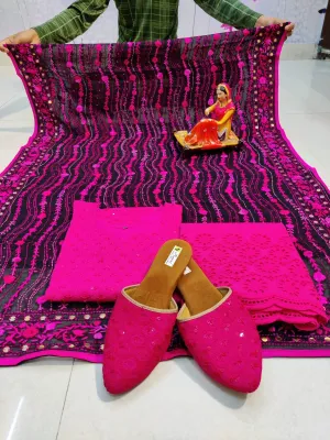 Design-2 Pink Chikankari Sequins Kurti with Handwork Embroidery Latest Online