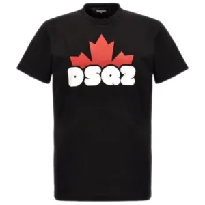 Dsquared2 Maple Leaf Branded Logo Cool Fit Black T-Shirt