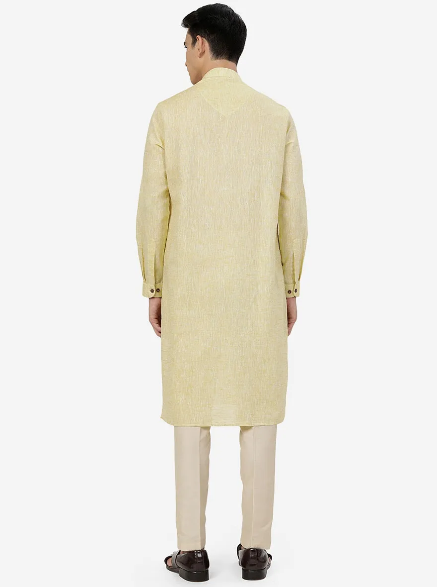 Dusty Lime Solid Regular Fit Modi Kurta | JadeBlue