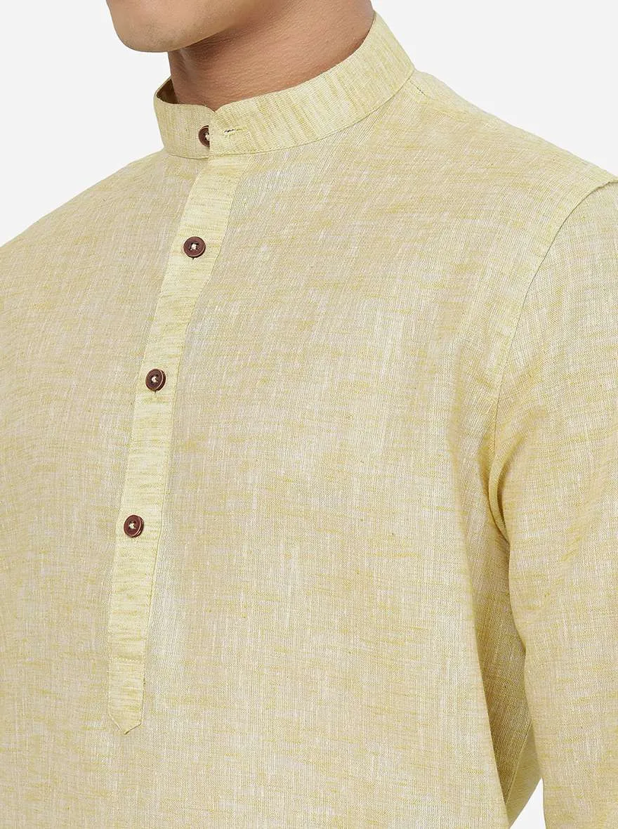Dusty Lime Solid Regular Fit Modi Kurta | JadeBlue