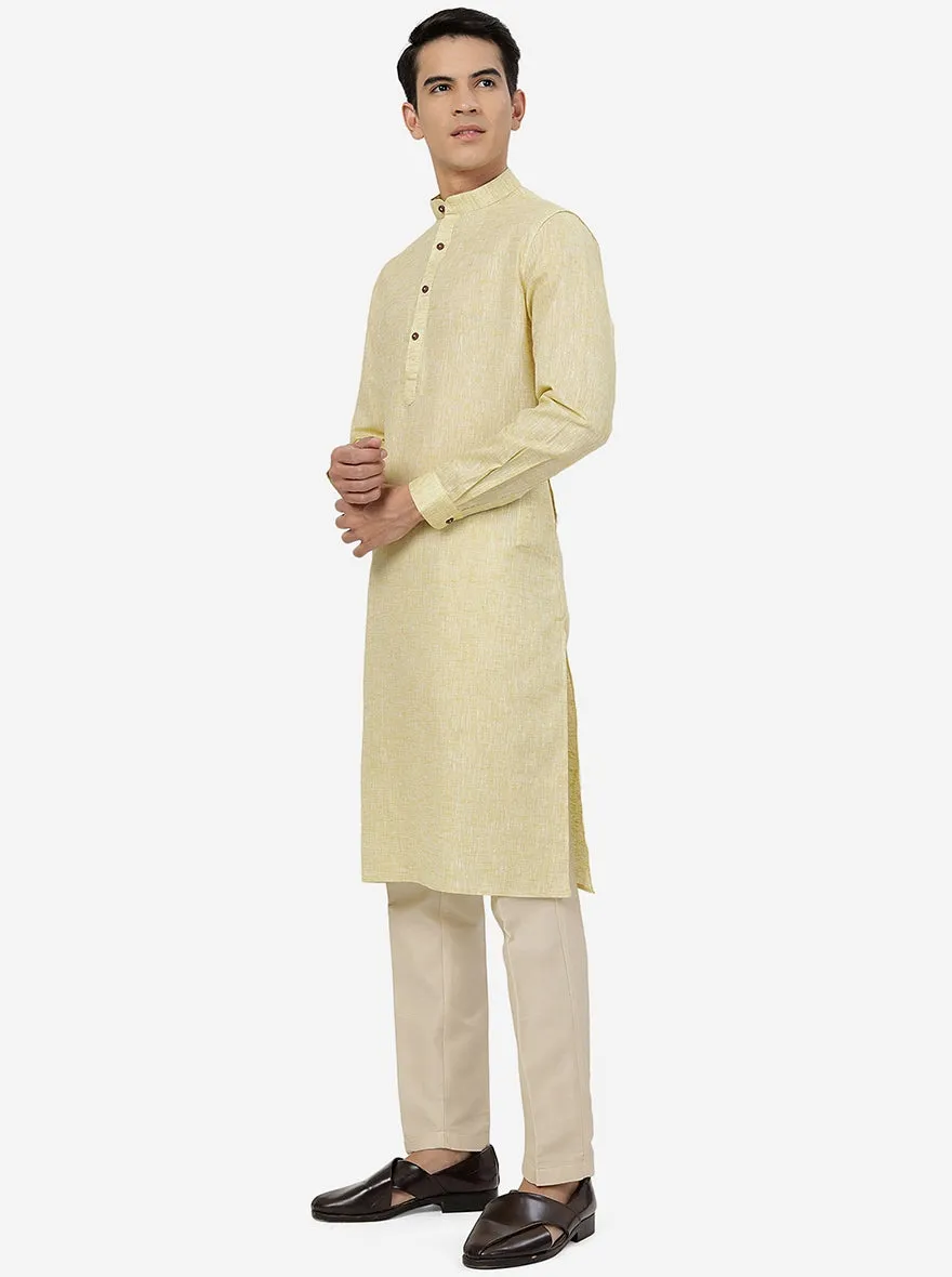 Dusty Lime Solid Regular Fit Modi Kurta | JadeBlue