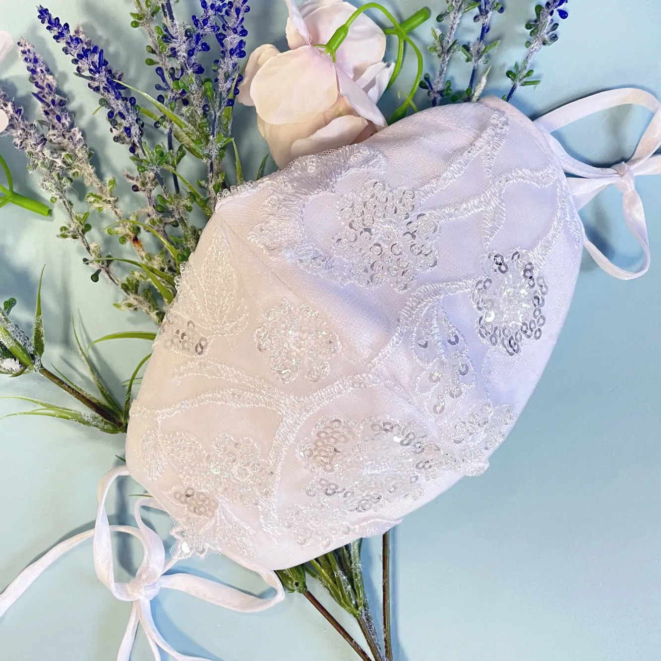 Embroidered Sheer Bodice V-Neck Wedding Gown with Tail