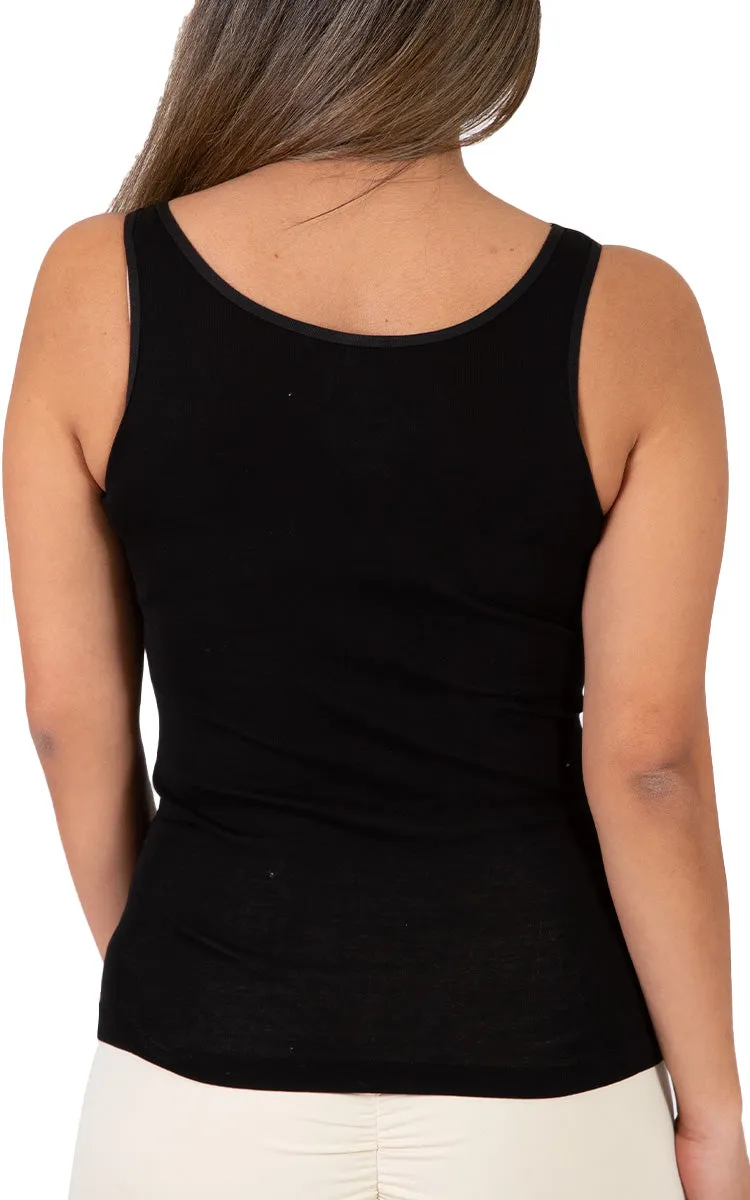 Emmebivi 100% Cotton Singlet in Black 13832