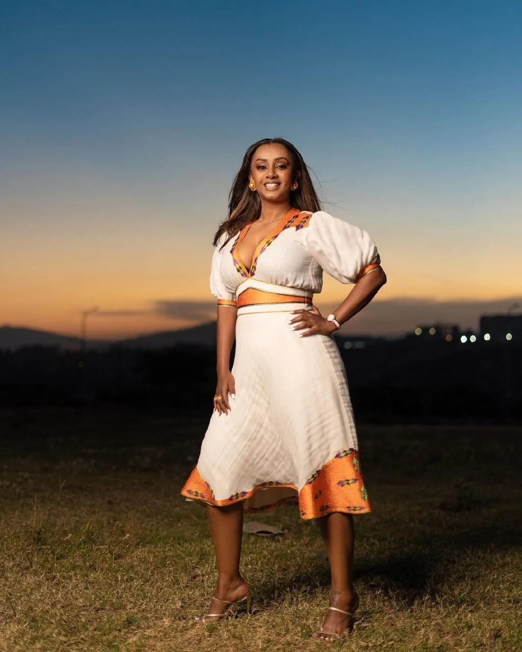 Exquisite and Chic Modern Menen Habesha Dress with Intricate Tilf Design, Habesha Kemis, Eritrean dress, ሀበሻ