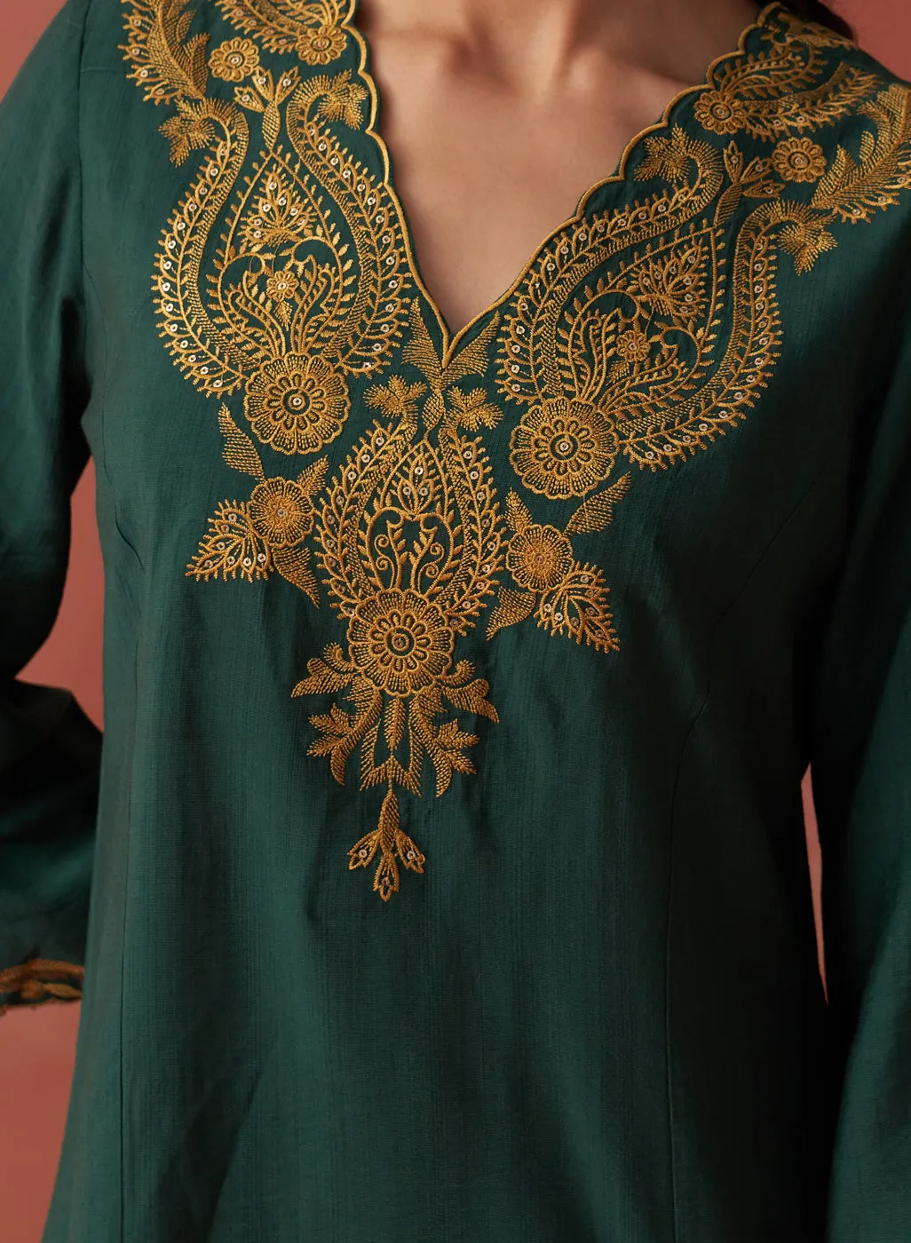 Faiza Emerald Embroidered Co-ord Set for Women