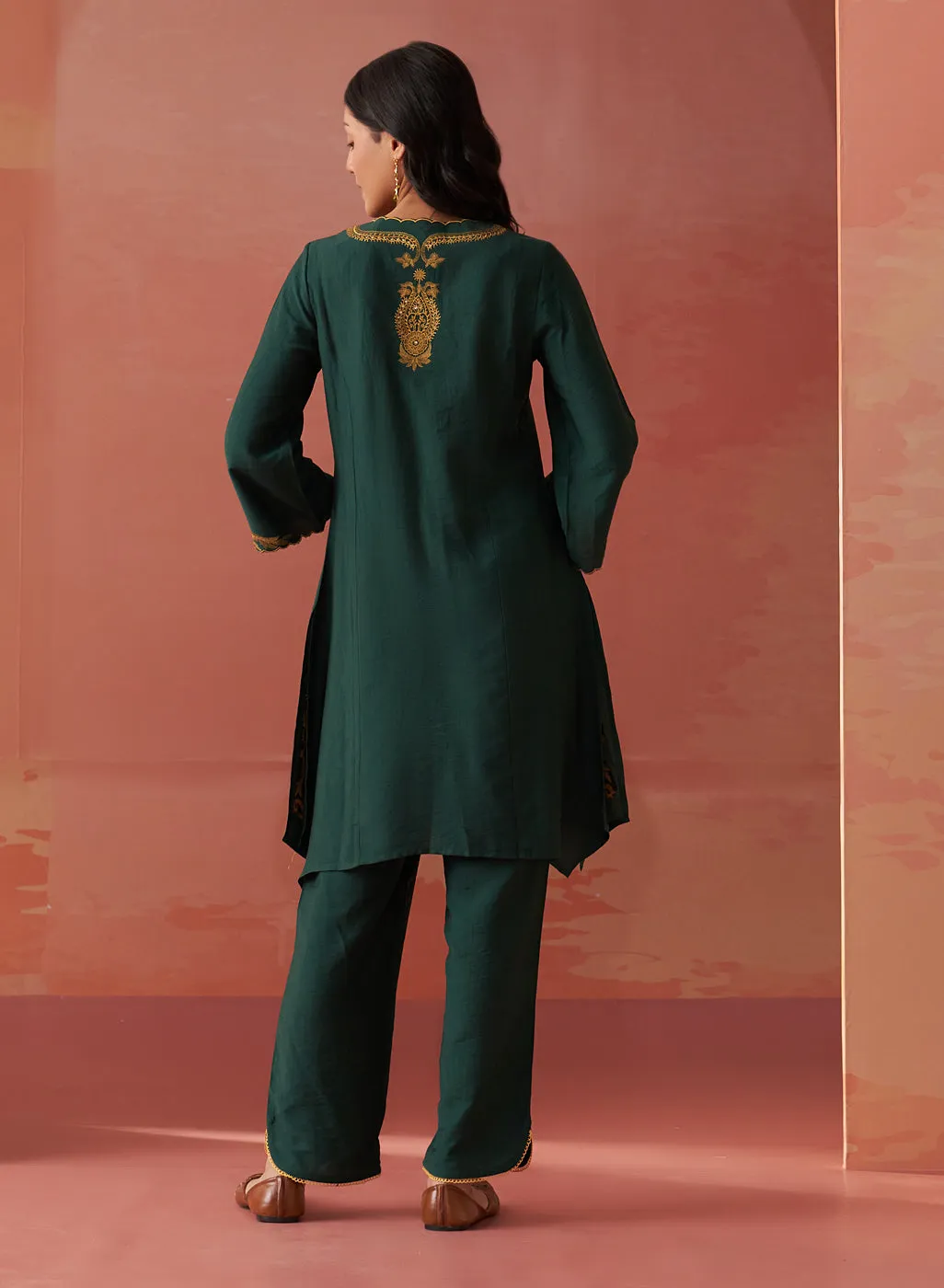 Faiza Emerald Embroidered Co-ord Set for Women