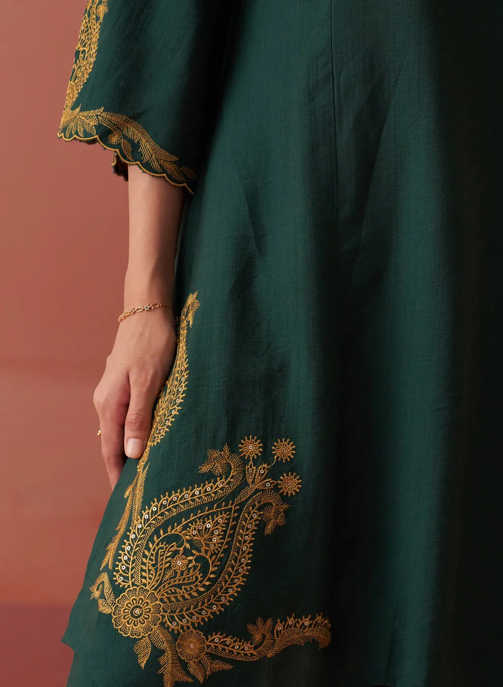 Faiza Emerald Embroidered Co-ord Set for Women