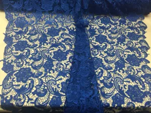 Fascinating Royal blue light weight guipure design-prom-nightgown-decorations-sold by the yard
