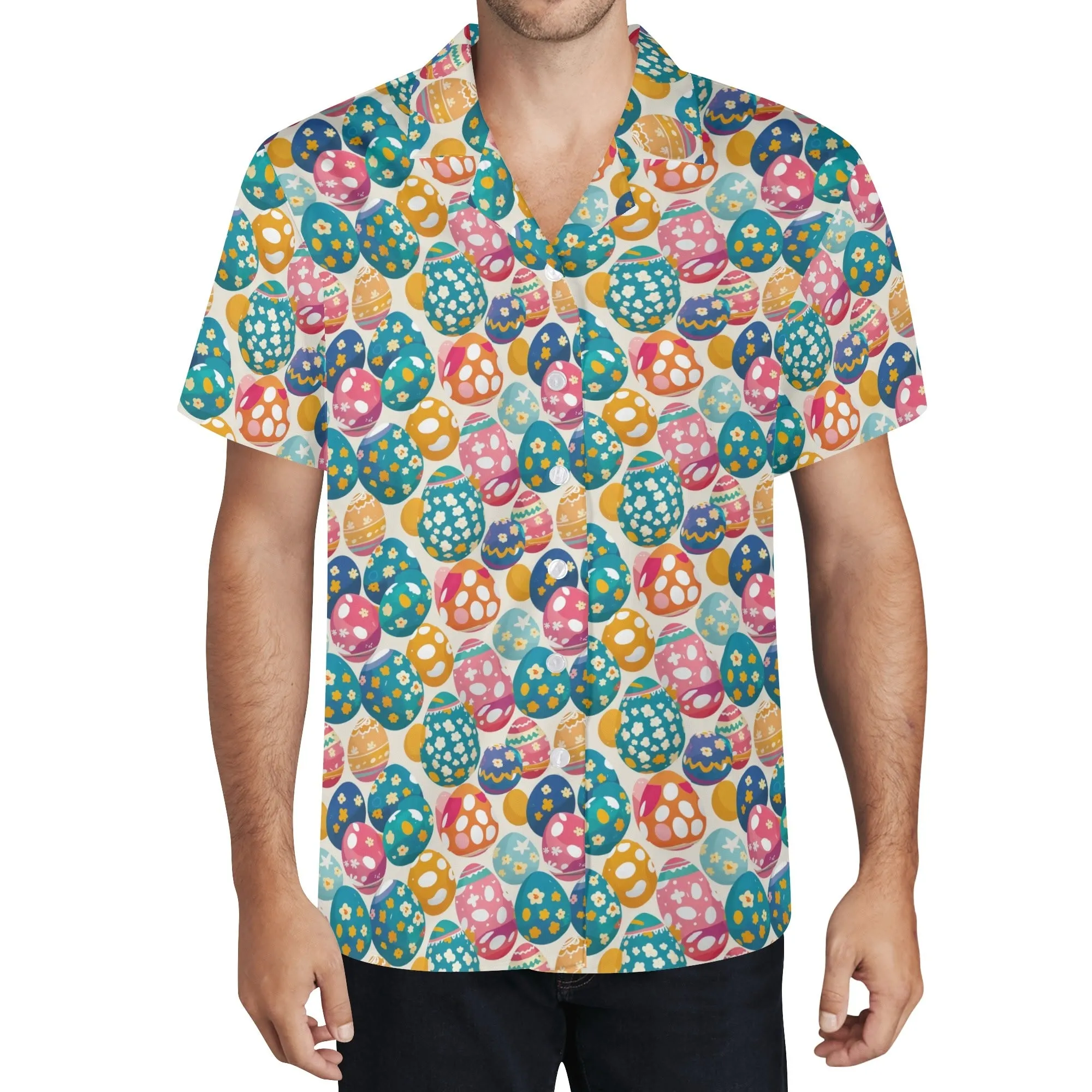Festive Egg Mens Casual Hawaiian Shirt