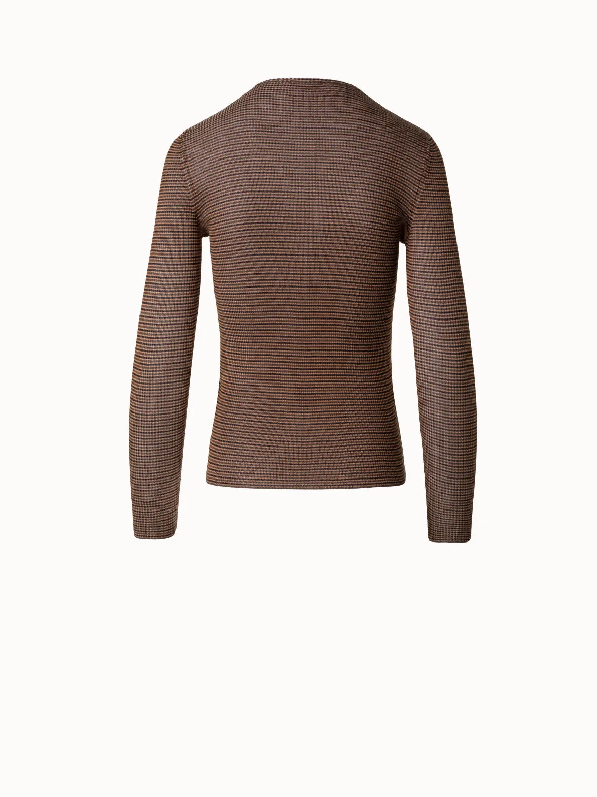 Fitted Silk Sweater with Stripes