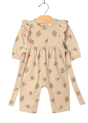 Flutter Sleeve Long Romper- Fall Mushrooms