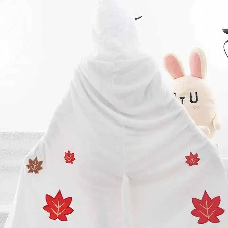 Genshin Anime Blanket Hoodie Cloak Zhongli Pajamas Blanket Wearable Cloak Cape Xiao Cosplay Flannel Shawl Blanket Comfy Homewear