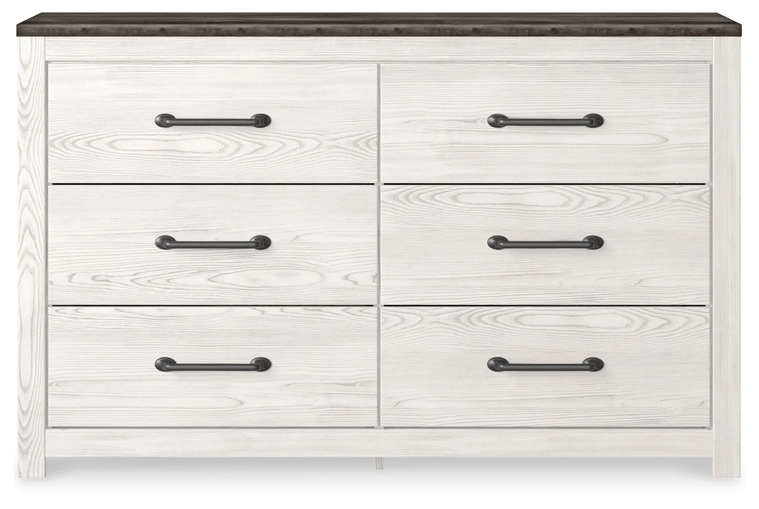 Gerridan King Panel Bed with Dresser and 2 Nightstands in White/Gray