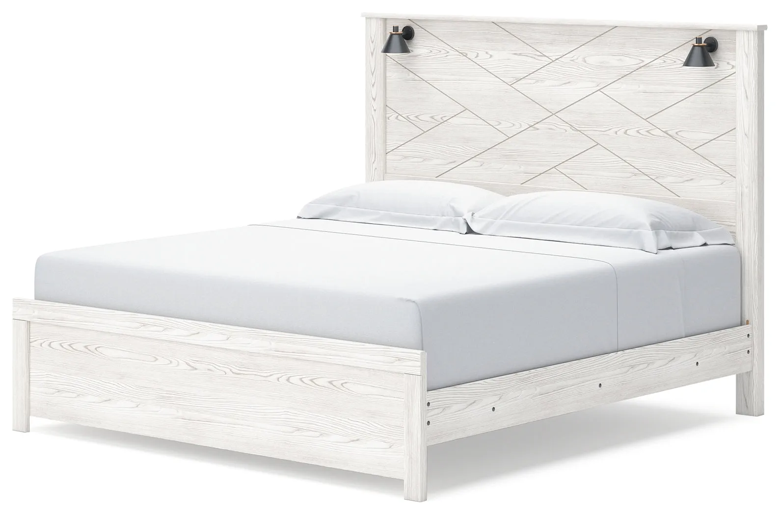 Gerridan King Panel Bed with Dresser and 2 Nightstands in White/Gray